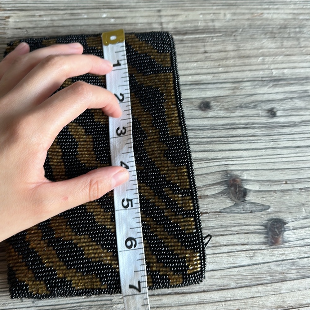 Beaded Wallet Cheetah Print Brown and Black Coin Pouch - Picture 6 of 6